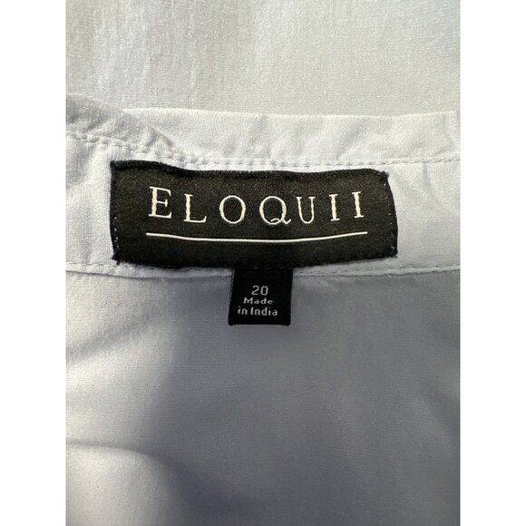 Eloquii Light Blue Button-Down Collared Short Sleeve Blouse Women's Size 20 - Picture 7 of 10